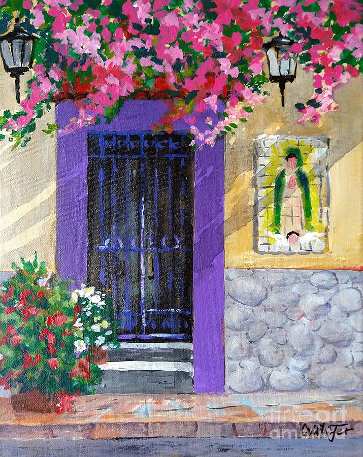 Doorway In Mexico With Flowers 3 Painting