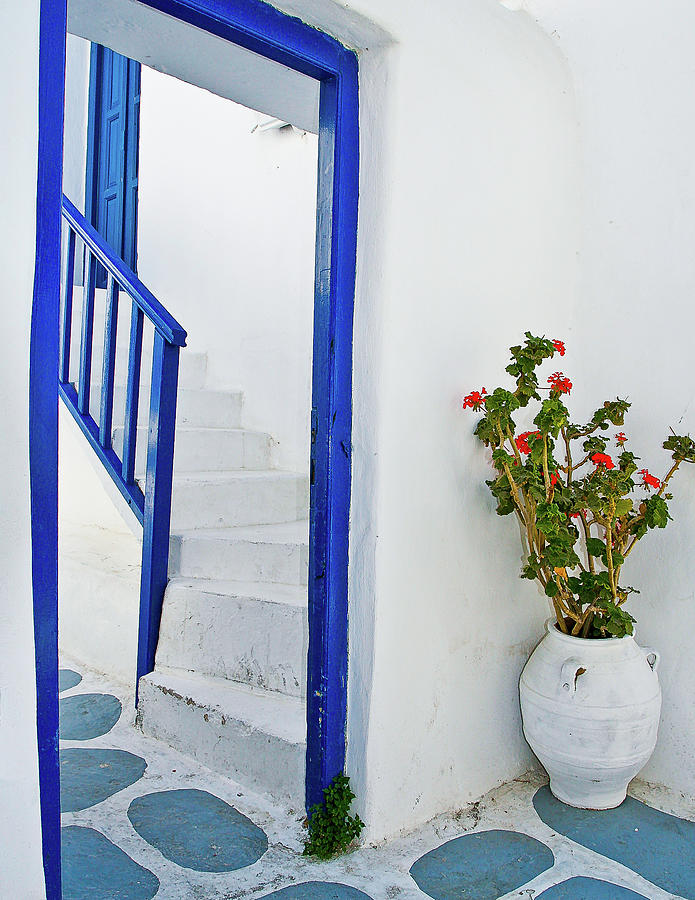 Doorway in Mykonos, Greece Photograph by David Morehead