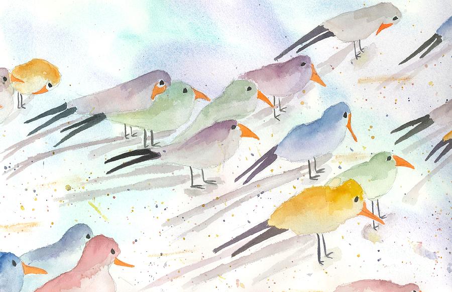 Birds at the Beach Painting by L A Feldstein