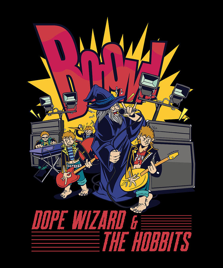 Wizard Digital Art - Dope Wizard and the Hobbits Punk Band by Me