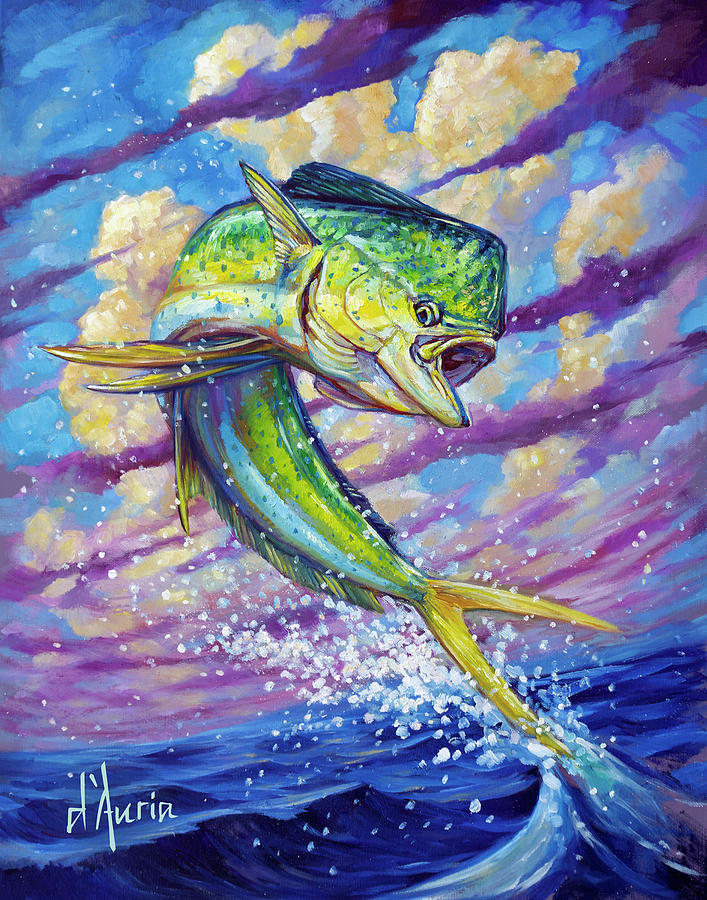Fish Painting - Dorado by Tom Dauria