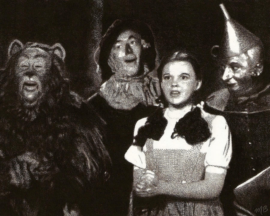 Dorothy and Friends Drawing by Mark Baranowski
