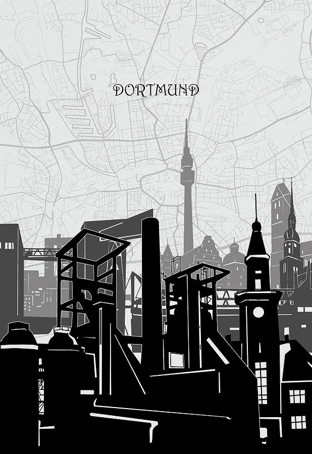 Dortmund Cityscape Map Digital Art