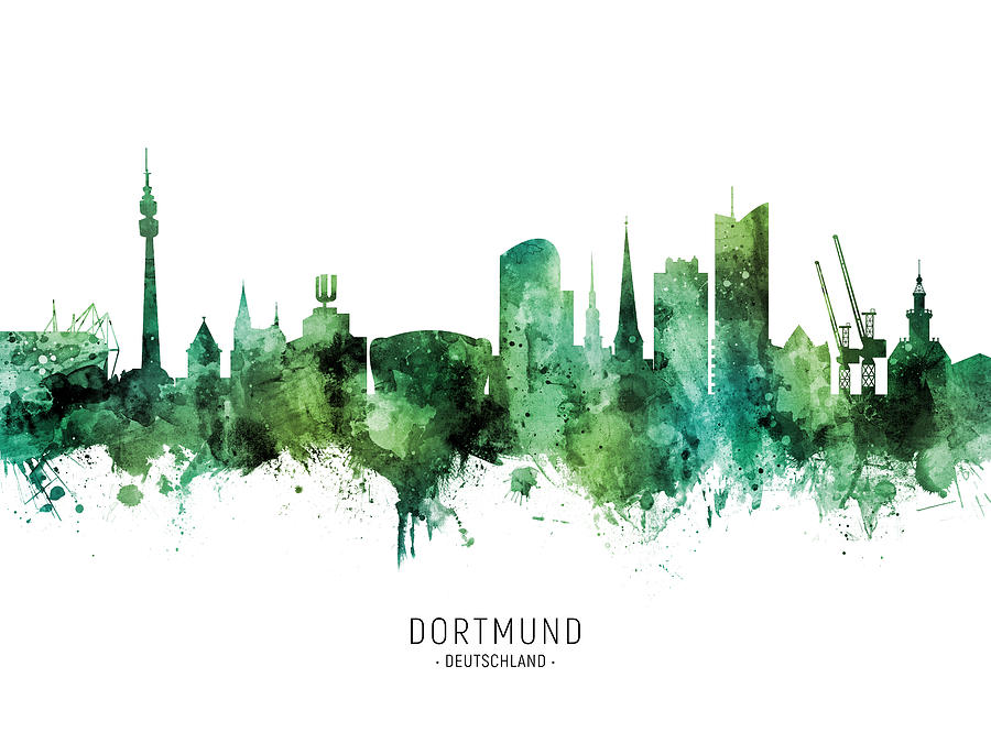 Dortmund Germany Skyline #99 Digital Art by Michael Tompsett - Pixels