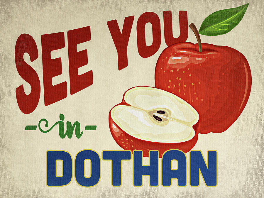 Dothan Alabama Apple - Vintage Digital Art by Flo Karp