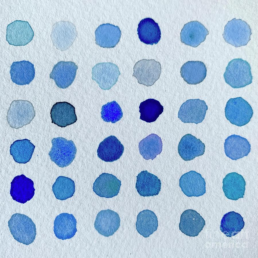 Still Life Painting - Dots in Blues by Modern Art