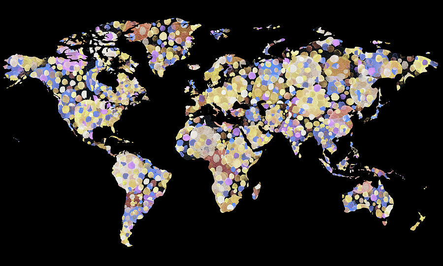 Dotted World Travel The World Map Silhouette  Painting by Irina Sztukowski