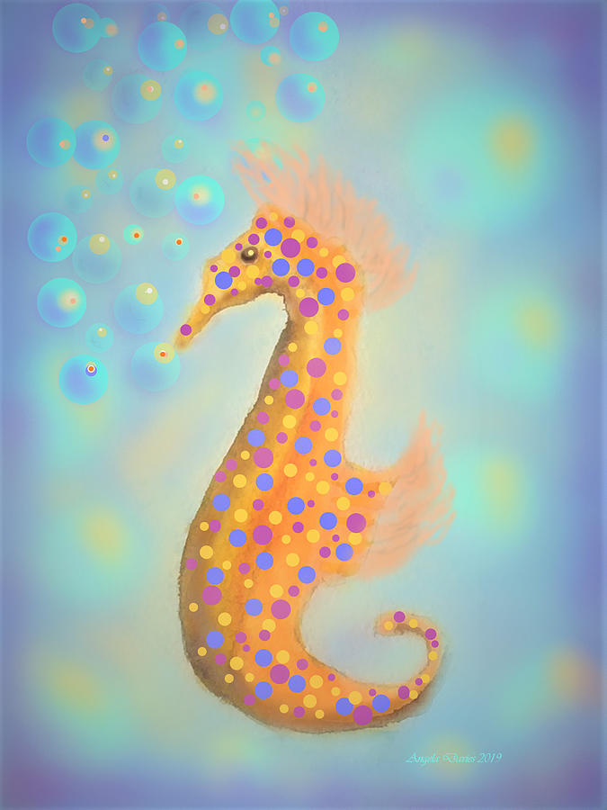 Dotty the Seahorse Painting by Angela Davies