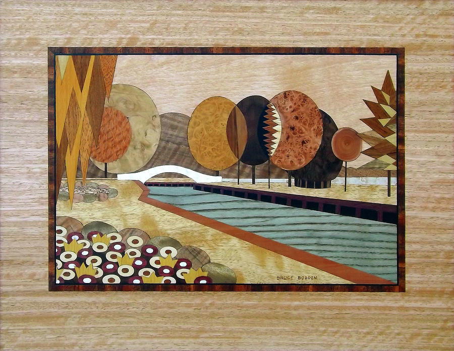 Landscape Painting - Doty Park Marquetry Border by Bruce Bodden