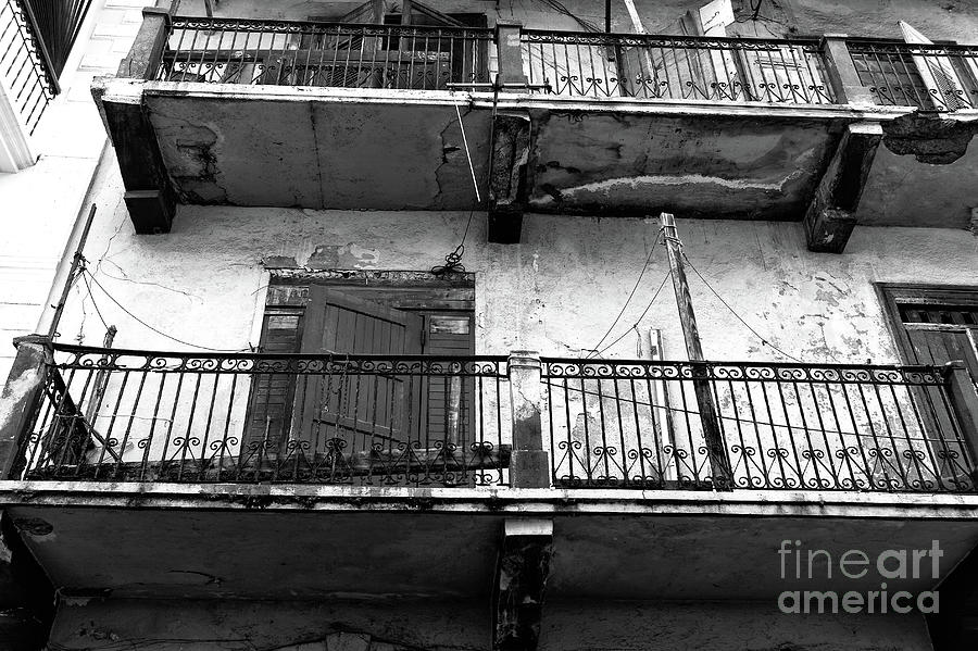 Double Balconies in Panama City Monochrome Photograph by John Rizzuto