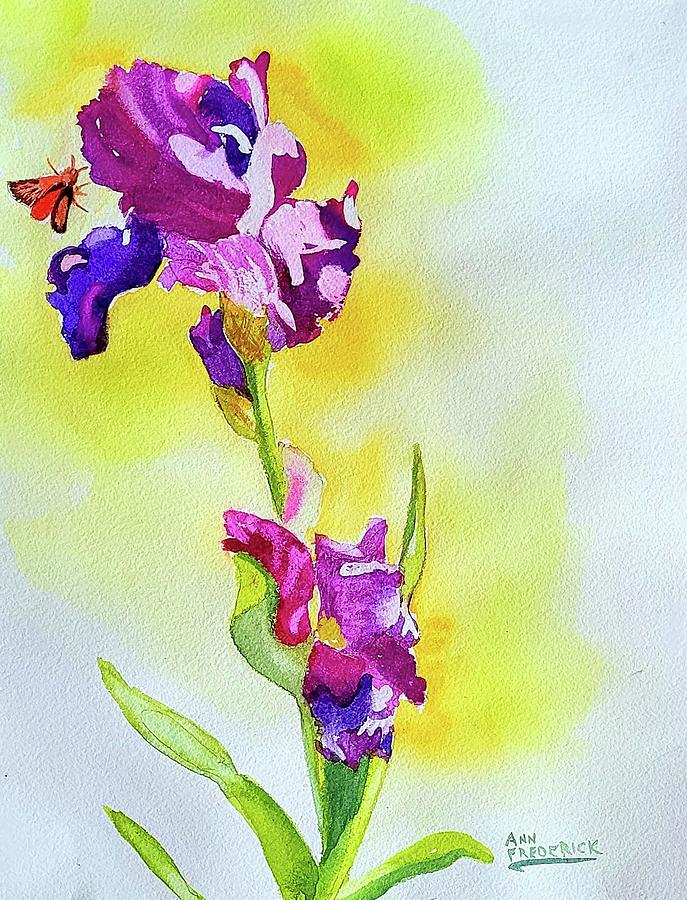 Purple Iris of Sparr Painting by Ann Frederick