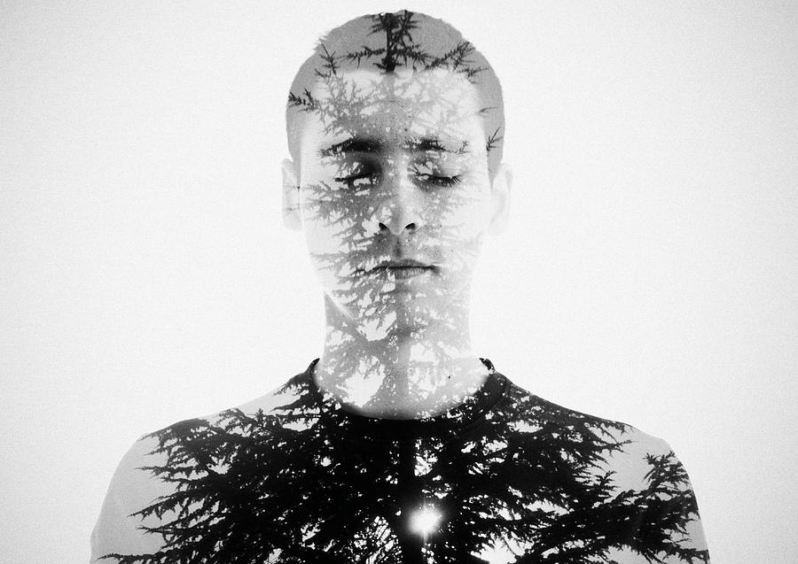 Double exposure portrait of a young man and a tree Photograph by Ricardolr