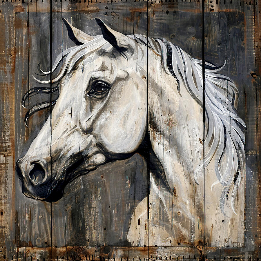 Double Exposure White Horse Digital Art by Athena Mckinzie