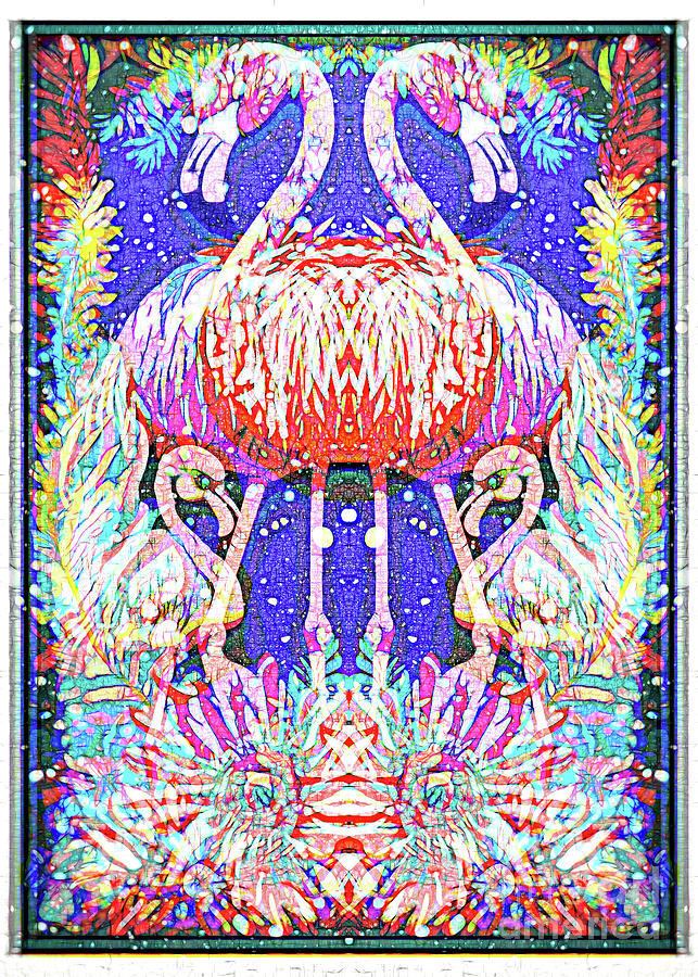 Double Flamingo Digital Art by Cathy Donohoue