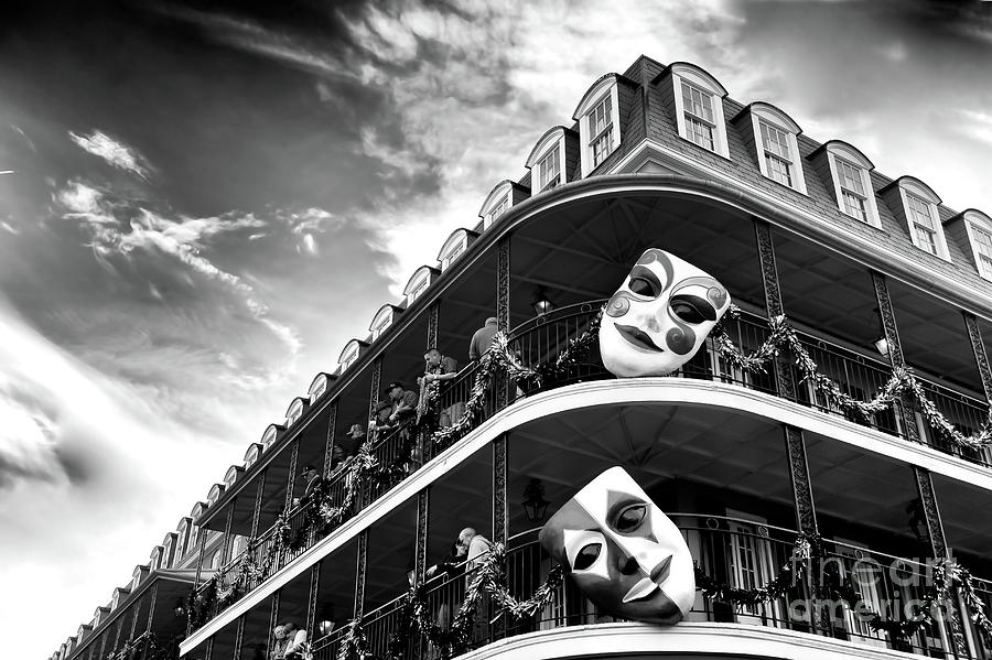 Double Mardi Gras Masks on the Balcony New Orleans Photograph by John Rizzuto