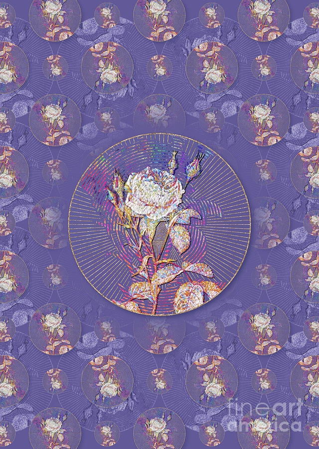 Double Moss Rose Geometric Mosaic Pattern in Veri Peri n.0139 Mixed Media by Holy Rock Design