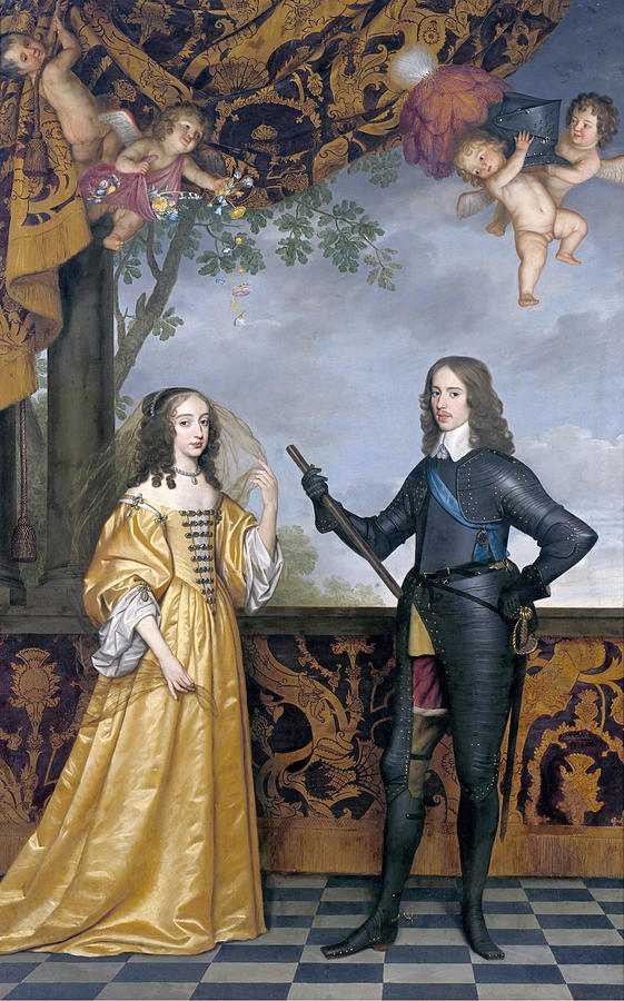 Double-portrait of William II, Prince of Orange, and his wife Mary Stuart Painting by Gerard van Honthorst