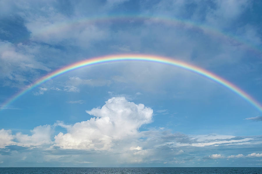 Double rainbow at sea Photograph by Bradford Martin