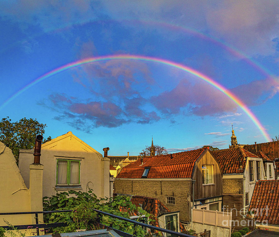 Double rainbow over Gouda Photograph by Casper Cammeraat