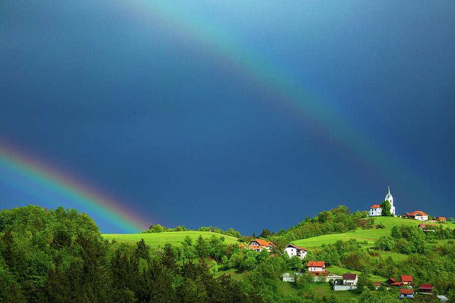 Double rainbow over Prezganje Photograph by Ian Middleton Double rainbow over Prezganje Photograph by Ian Middleton