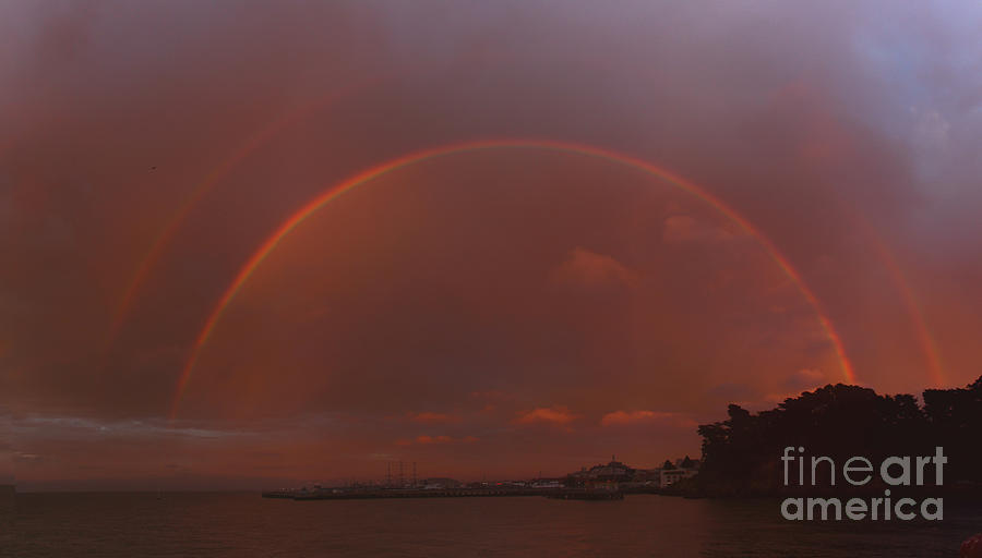 Double Rainbow over San Francisco Waterfront Photograph by fototaker Tony