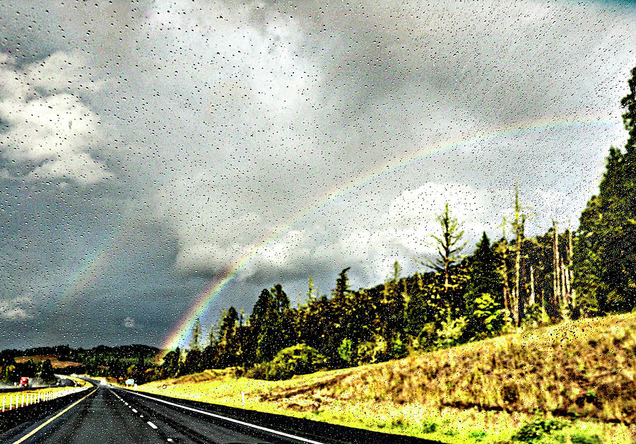 Double Rainbow Thru Rain Drops Photograph by Rebecca Dru