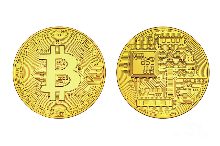 double side Bitcoin coin isolated Photograph by Benny Marty