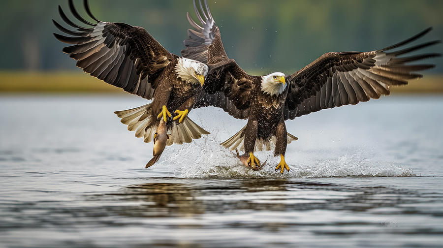Double Team Eagles Photograph by Bill Posner