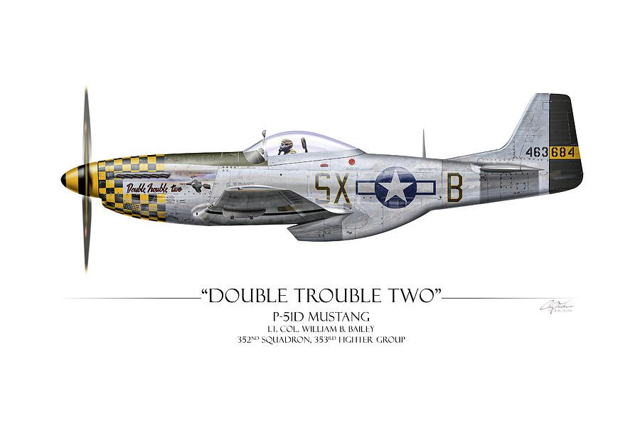 Double Trouble Two P-51D Mustang - White Background Digital Art by Craig Tinder