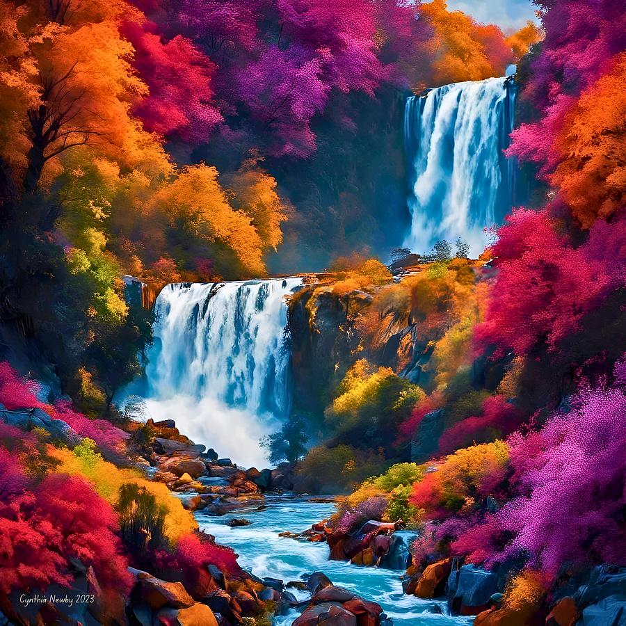 Double Waterfall Digital Art by Cindys Creative Corner