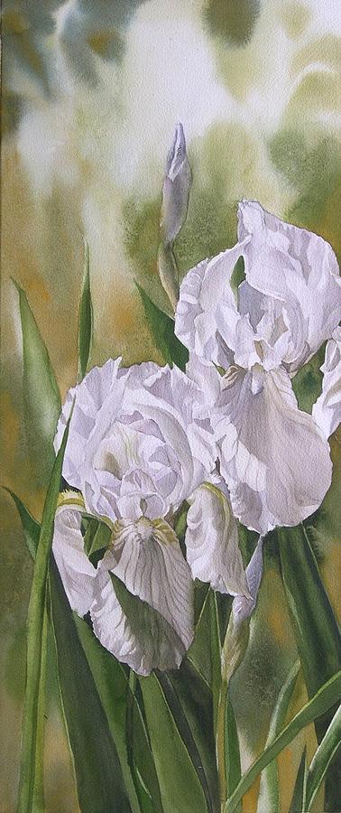 Double White Irises Painting by Alfred Ng