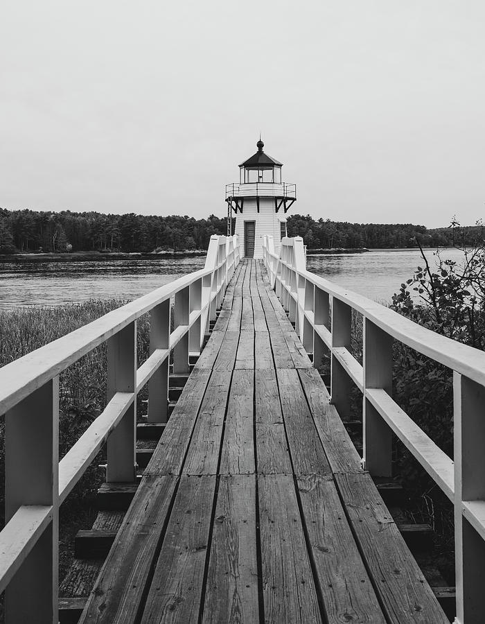 Doubling Point Lighthouse Black And White Photograph by Dan Sproul