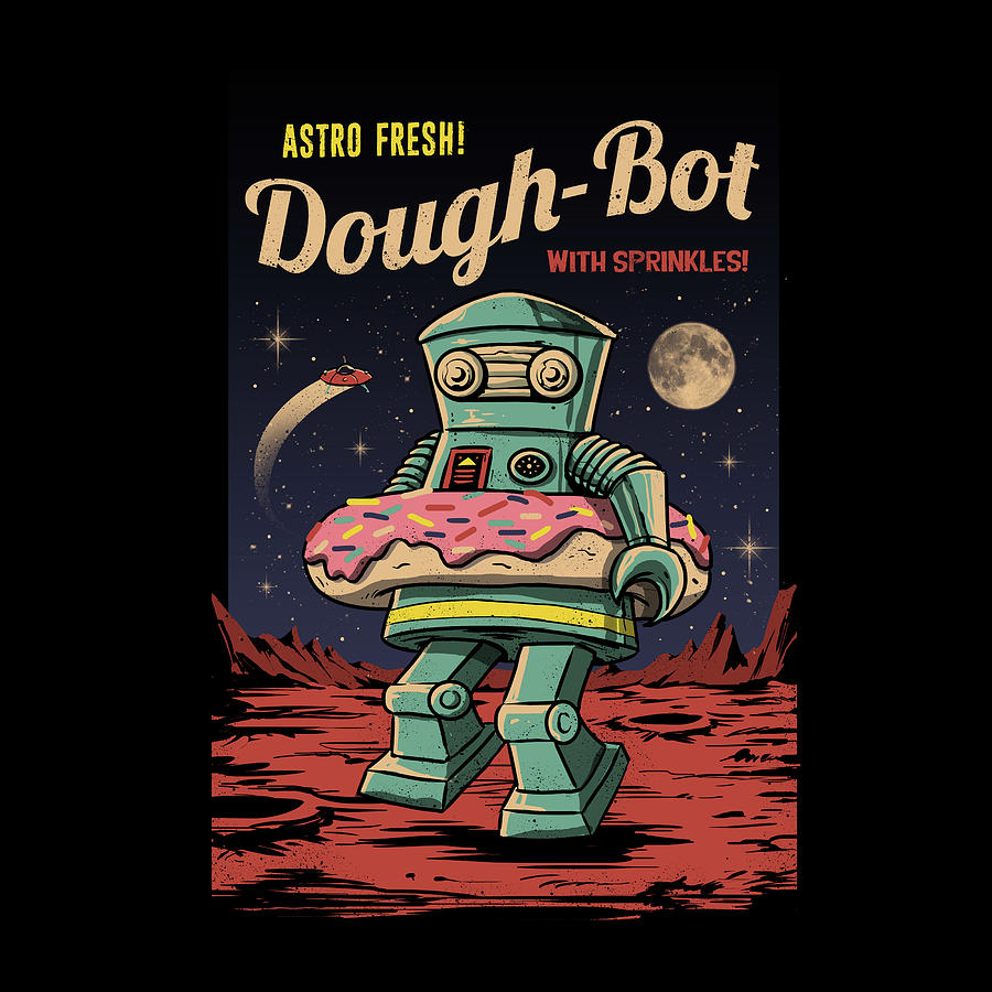 Donut Digital Art - Dough Bot by Vincent Trinidad