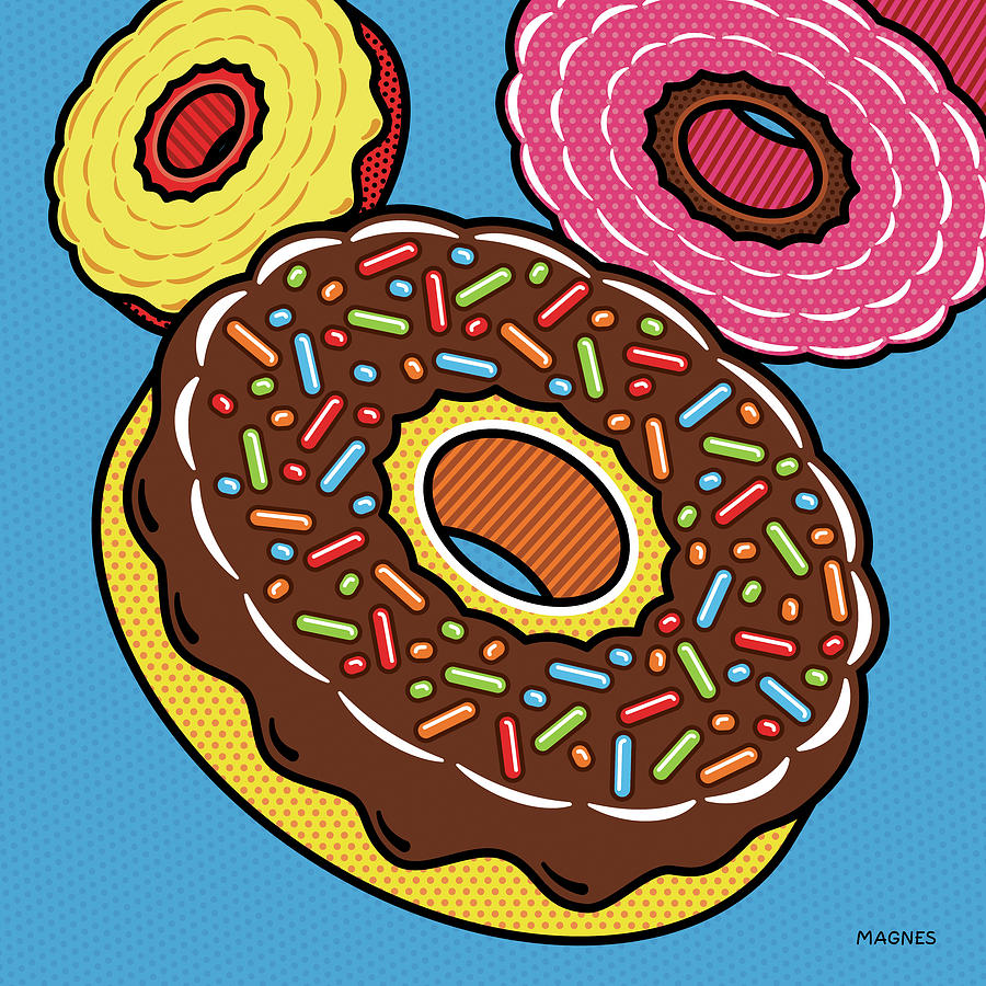 Doughnuts on Blue Digital Art by Ron Magnes