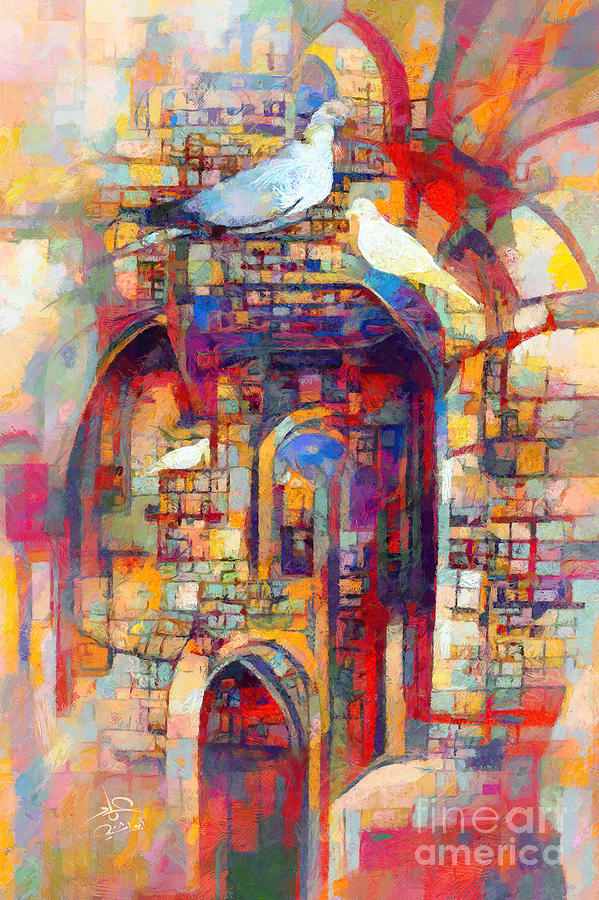 dove living in Jerusalem Painting by Imad Abu shtayyah - Fine Art America