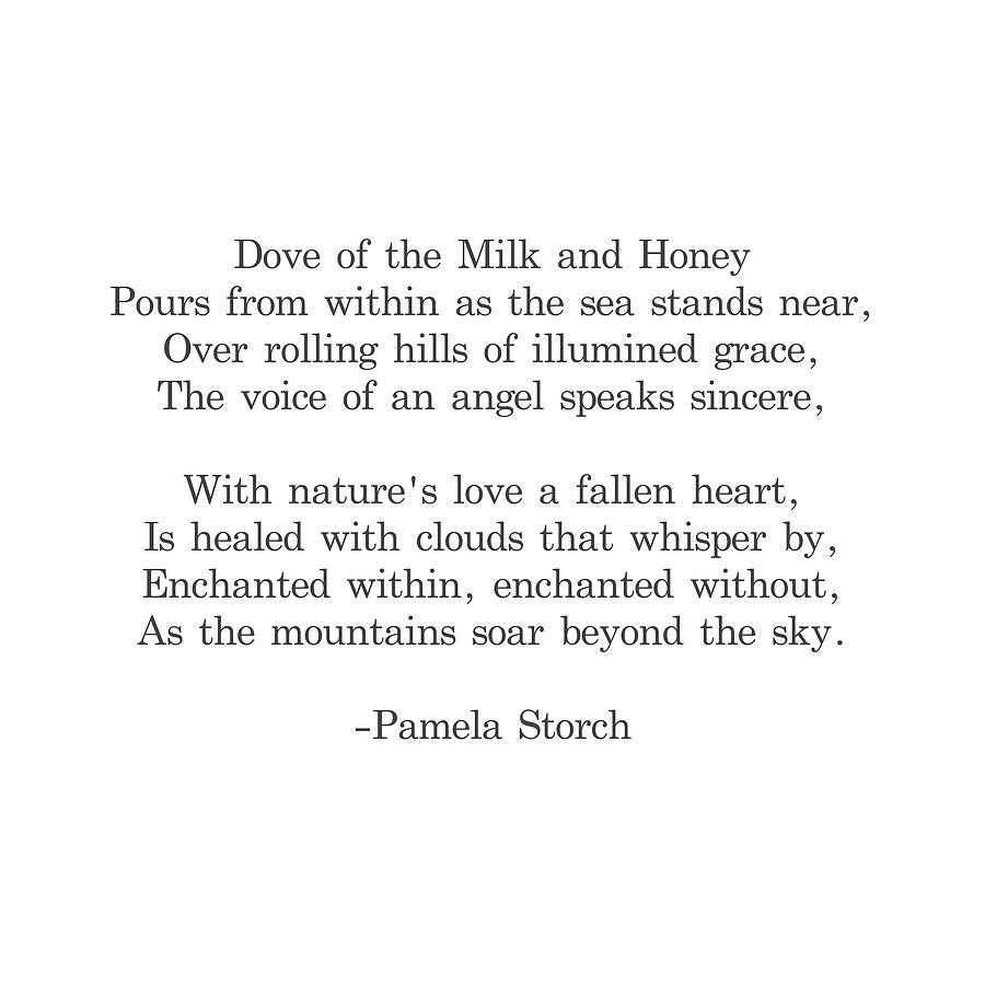 Dove Digital Art - Dove of the Milk and Honey Poem Black and White Writers Edition by Pamela Storch