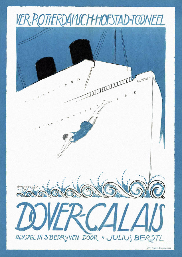 Vintage Drawing - Dover Calais Netherlands Vintage Theater Poster Restored 1926 by Vintage Treasure