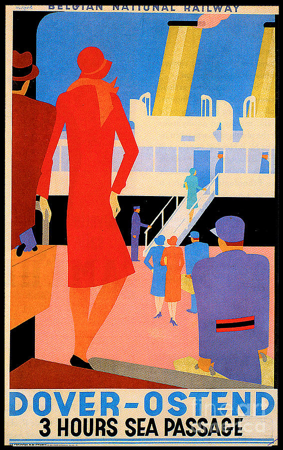 Dover Ostend 3 Hours Sea Passage Art Deco Poster Painting