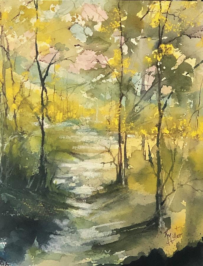 Down By the Creek pequena pintura Painting by Robin Miller-Bookhout