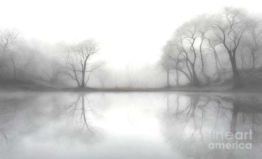 Down By The River On A Foggy Morning Digital Art by Michelle Meenawong