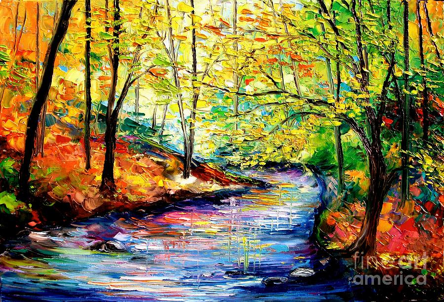 Down By The Stream Painting by Aja Trier Down By The Stream Painting by Aja Trier
