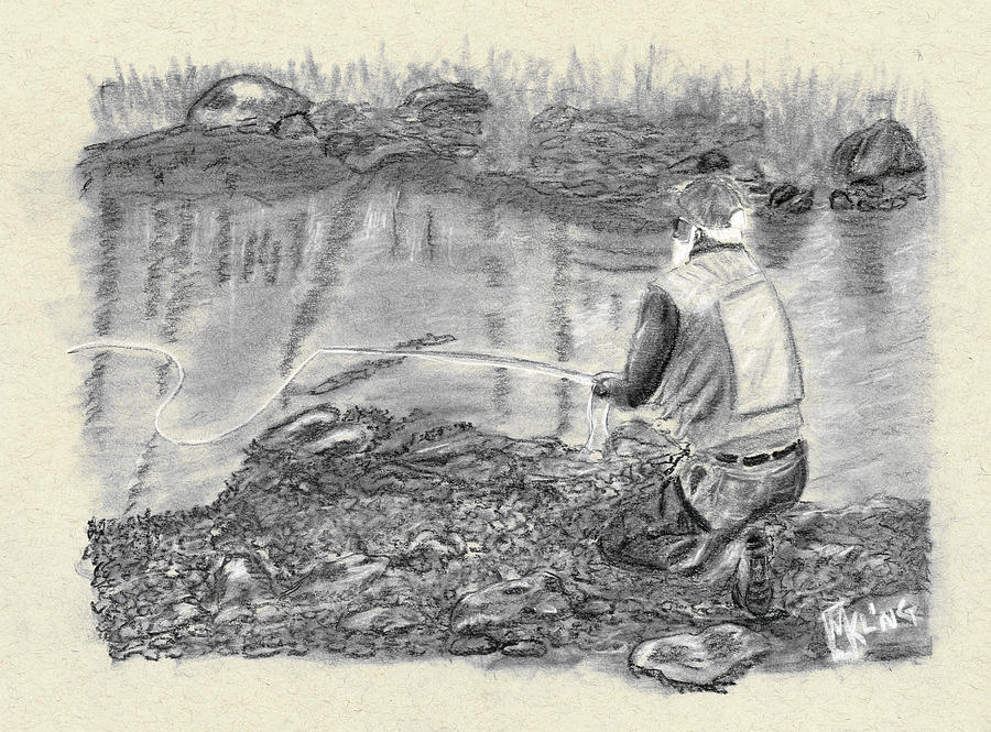 Down Low on the Rapidan Drawing by Mike Kling