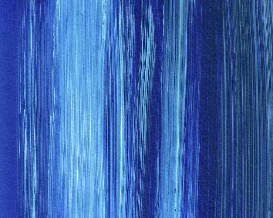 Down Stream Ultramarine Blue Abstract Water Painting by Irina Sztukowski