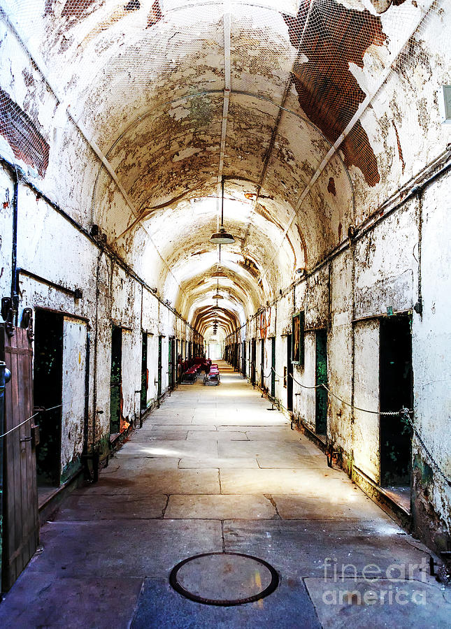 Down the Cell Block at Eastern State Penitentiary Photograph by John Rizzuto
