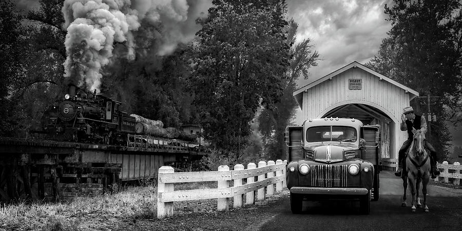 Down The Road A Piece Black and White Photograph by Ken Smith