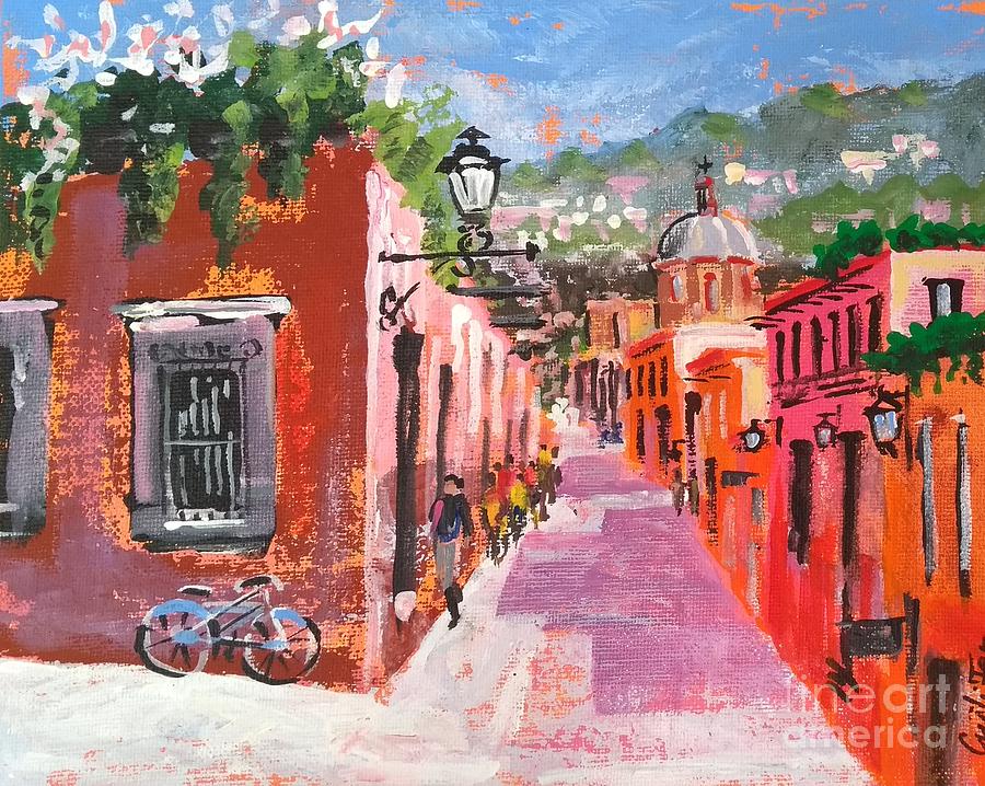 Down The Street In Mexico Painting