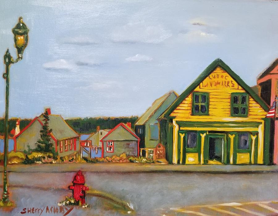 Down Town Lubec Painting by Sherry Ashby