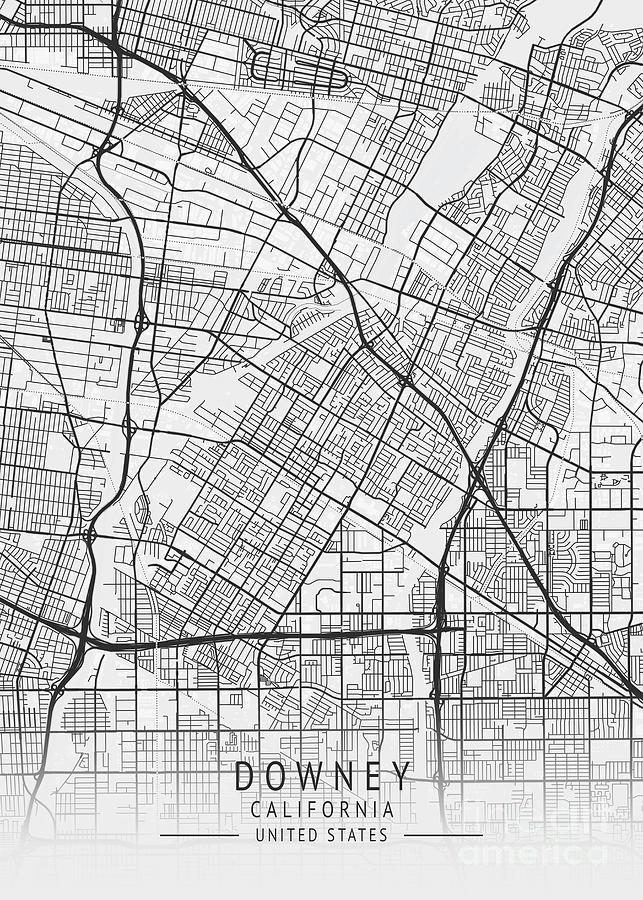 Downey California Us Gray City Map Digital Art By Tien Stencil Fine Art America 8769