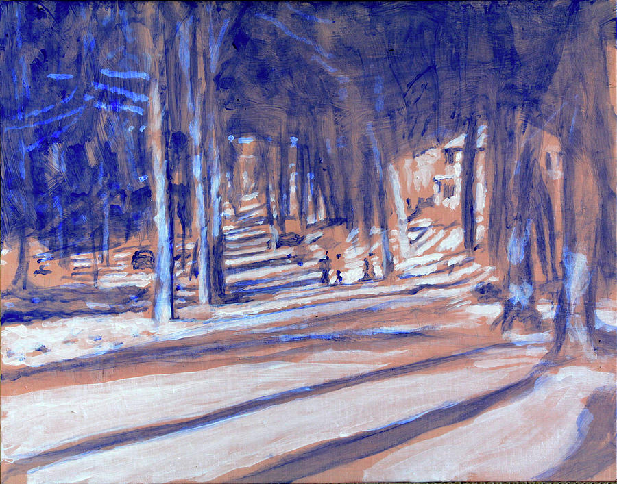 Downhill in December Drawing by David Zimmerman