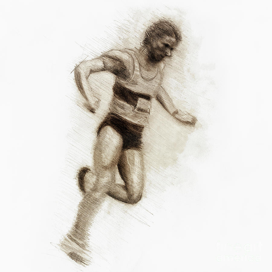 Downhill running Drawing by Robert Douglas